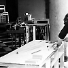 Steve Meier builds the candy counter for the Dickson Nickelodeon