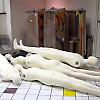 Mannequins from historic displays will be dissassembled and packed for the move.