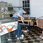 Hank Colker sweeps the debris from a busy night in the Dickson Nickelodeon.
