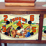 Mike Maxwell constructed cabinet doors from Bally Gold Cup playfield sections.