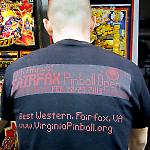 The tournamet T-shirt featured the Fairfax Pinball Open dot matrix display logo.