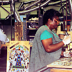 Taxi playfield assembly at the Williams Pinball Factory