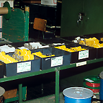 Wire cut to length and stripped at the Williams Pinball Factory